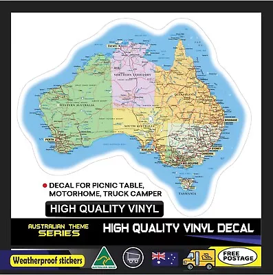 Australia Map Decal Sticker Caravan Picnic Table RV Motorhome Trailer 4x4 Truck • $18.99