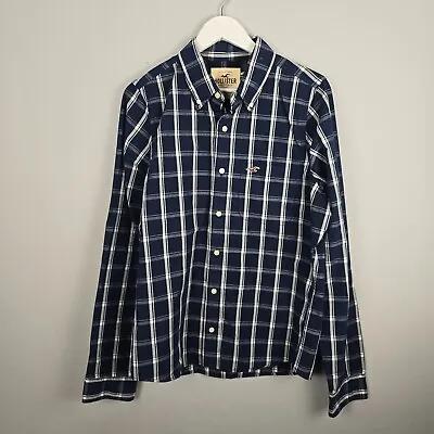 Hollister Shirt Mens Extra Large Blue Plaid Check Long Sleeve Cotton Surf Casual • £17.99