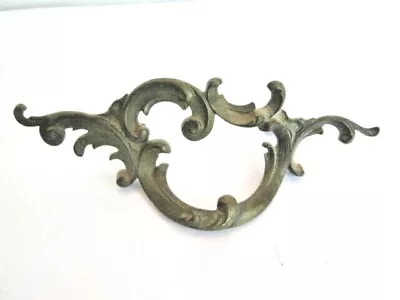 Vintage Solid Brass Ornate Drawer Pull Victorian Scroll 3  Center Overall 6 1/2  • $3.49