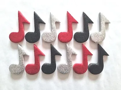£4.95 • Buy 12 Glittery Red Mix Music Notes- Edible Sugar Cake Decorations / Toppers