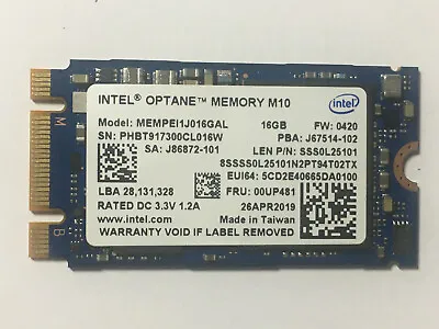 £9.59 • Buy Intel Optane Memory M10 SSD M.2 2242 16GB MEMPEI1J016GAL PCI-e Nvme Xpoint