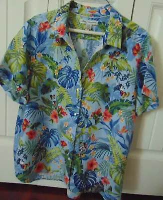 Disney Tommy Bahama Hawaiian Button Shirt Women Sz L Mickey Minnie • $39.99