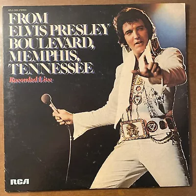 From Elvis Presley Boulevard Memphis Tennessee 1976 Vinyl LP  RCA APL1-1506 LIVE • $12.99