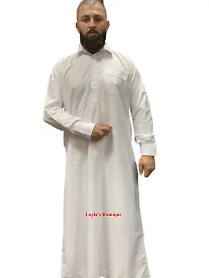  Saudi Men's Thobe Jubba Dishdasha Thawb Thoub Muslim Islamic  Abaya With Pants • $49.99