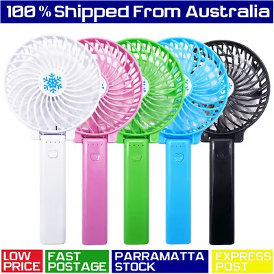 $12.79 • Buy Mini Portable Hand-held Desk Fan Cooling Cooler USB Air Rechargeable 3 Speed AU