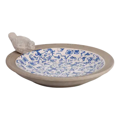 £33.50 • Buy Aged Blue & White Ceramic Bird Bath Bird Bowl Basin