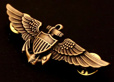 USN USMC US Marine Corps Pilot Aviator Wing Badge Antique Lapel Hat Pin Insignia • $14.99