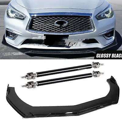 Front Bumper LipS Splitter Spoiler Body Kit Gloss Black For Infiniti G35 G37 Q50 • $69.99