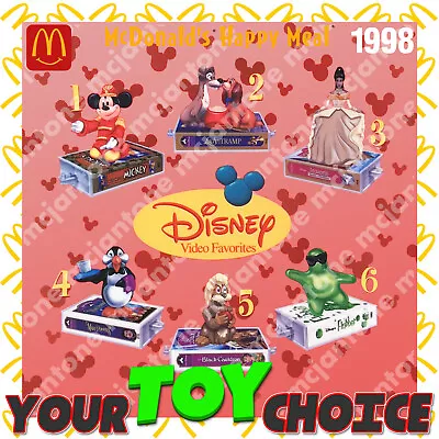 McDonald's 1998 DISNEY VIDEO FAVORITES Movie VHS Box Figure YOUR Toy CHOICE • $2