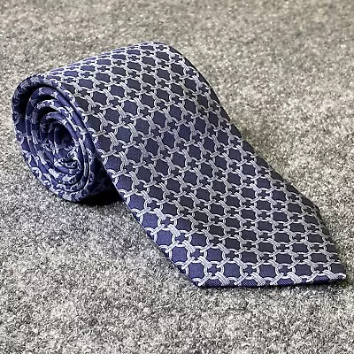 Hermes Tie Paris France 100% Silk Blue 59 EA Chain Link Pattern • $55