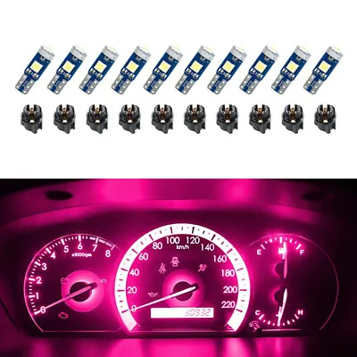 10Pcs T5 LED Lights Car Dashboard High Light Bulb 3030-3SMD Pink Violet Light • $6.17