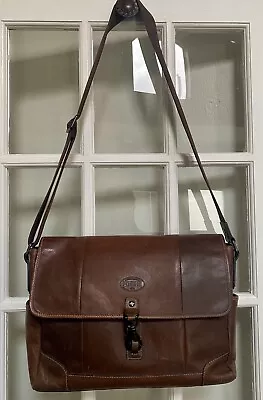 Fossil 14587 Field Sports Dept Brown Distressed Leather Messenger Laptop Bag • $48