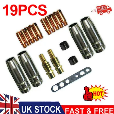 19PCS MB15 MIG Welding Nozzle Shroud Contact Tips 0.8mm M6 Torch Tip Holder Kit • £2.99