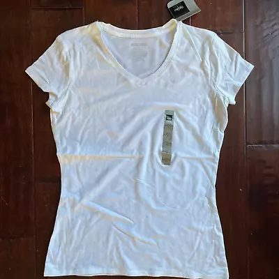 Mossimo Womens V-Neck True White Stretch Short Sleeve Tee Shirt Top Size S Small • $9.99