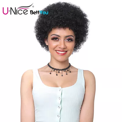 UNice Mongolian Pixie Cut Wig Afro Kinky Curly Human Hair Wigs Glueless Wear Go • $39.27