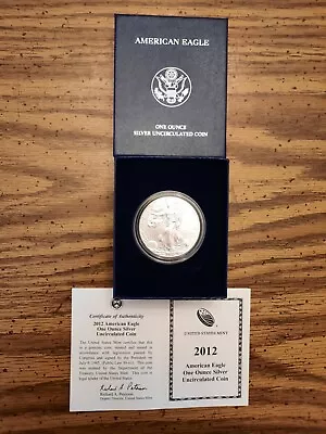 2012-W 1oz Silver American Eagle Uncirculated Coin OGP Box & COA • $41.50