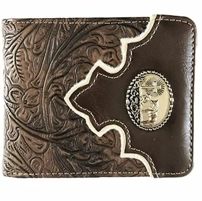 Cross Praying Cowboy Men Wallet Western Bifold Check Book Style W090-33 Brown • $10.99