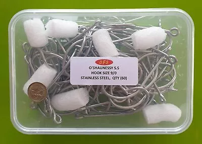 60x DFS Size 9/0 O'shaughnessy STAINLESS STEEL Fishing Hooks • $35.45