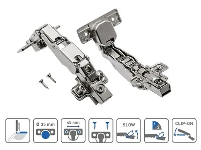 Pair Cabinet Door Hinges Kitchen Bedroom Angular 165 Degree Of GTV • £8.96