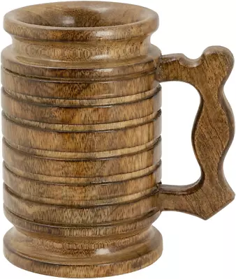Large Wooden Beer Mug With Handle Tea Coffee Camping Cup Vintage Barrel 18 Oz • $42.99