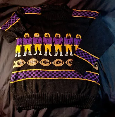 Vintage Ani Barrie Minnesota Vikings Football Sweater Size Medium Purple Gold • $39.99