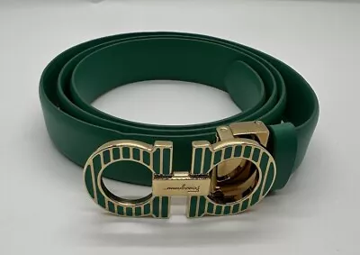 NEW Salvatore Ferragamo Forrest Green Adjustable Gancini Belt 100cm • $325