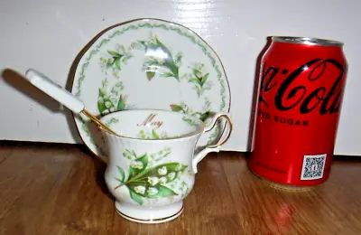 Vintage Rosina Queens Bone China Tea Cup Saucer & Spoon ~ May Lily Of The Valley • £19.99