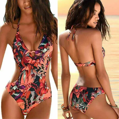 £11.09 • Buy Womens One Piece Sexy Swimsuit Monokini Backless Halter Brazilian Beach Swimwear
