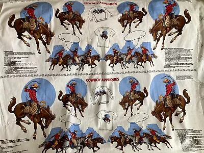 Vintage Cowboy Fabric Appliqué For T-shirts Jackets Quilts And More Cranston VIP • $14.40