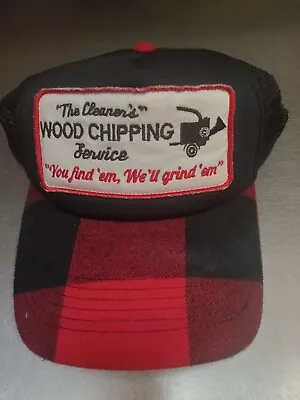 Vintage Plaid Elmer Fudd Style Hat  The Cleaner's Wood Chipping Service  Patch • $8.88