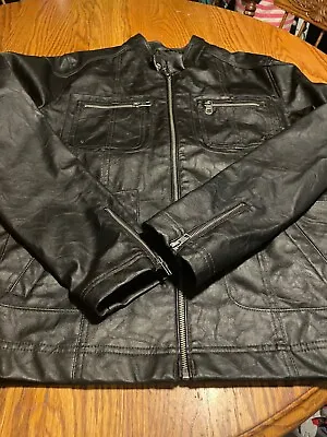 Marc Ecko Cut And Sew Leather Zipper Jacket Mens M • $29.99