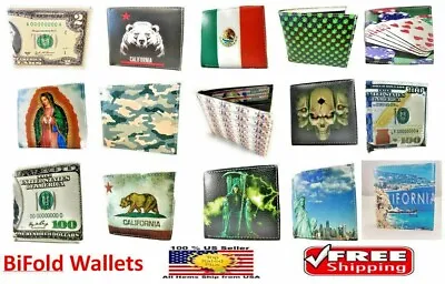 Printed Handcrafted BI-Fold Men's Leather High Quality Boxed Wallet (18 Styles) • $9.47