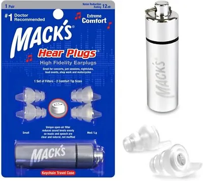 Mack's High Fidelity Ear Plugs For Concerts Musicians Motorcycles Noise... • $17.99
