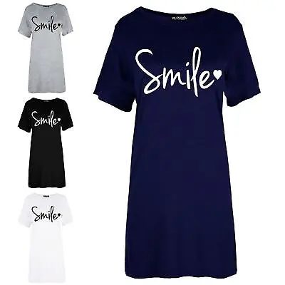 £5.99 • Buy Womens Ladies Nightdress Nightie Smile Nightshirt T Shirt PJ Pyjamas Long Dress