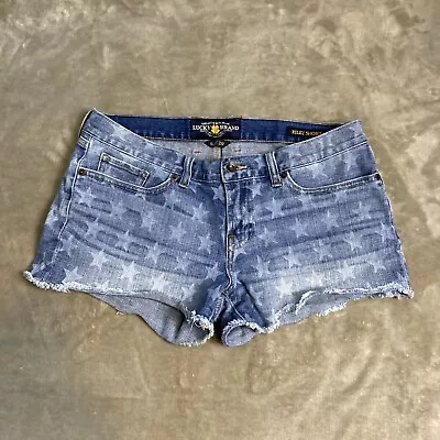 Lucky Brand The Cut Off Shirt Size 6/28 Denim Distressed Frayed Stars • $19.99