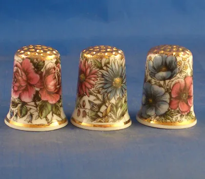 £9.95 • Buy Birchcroft Thimbles -- Set Of Three  -- Vintage Floral Designs 