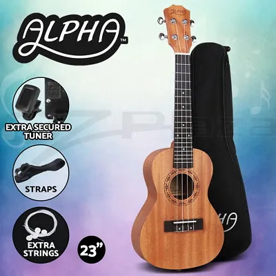 $49.95 • Buy Alpha 23  Concert Ukulele Mahogany Ukuleles Uke Hawaii Guitar W/ Carry Bag Tuner