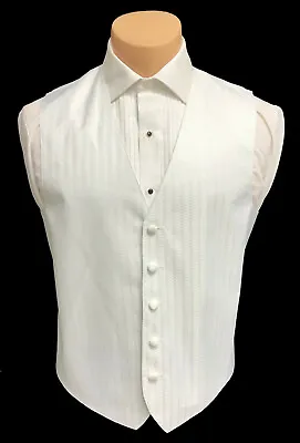 Men's Zelente White Tuxedo Vest Fullback Mason White Tie Formal Wedding 5XL • $2.69