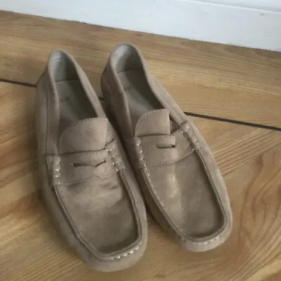 H&M Shoes Mens Size EU 40 Light Brown Loafer Moccasin Slip On Faux Suede Shoe • £8.99
