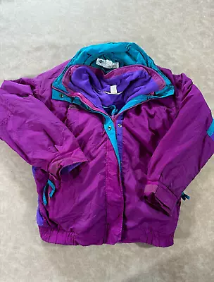 Columbia Mens Vintage Full Zip Snap Purple Blue Bugaboo Winter Jacket Large • $39.99