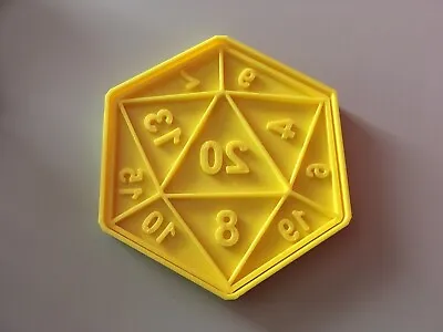 £4.99 • Buy 3D Printed Cookie Dough Cutter Biscuit Stamp D20 Dice - Dungeons And Dragons