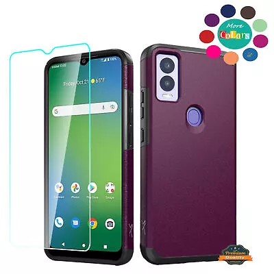 For Cricket Debut S2 Shockproof Hybrid 2in1 TPU PC + Screen Protector Case Cover • $16.38