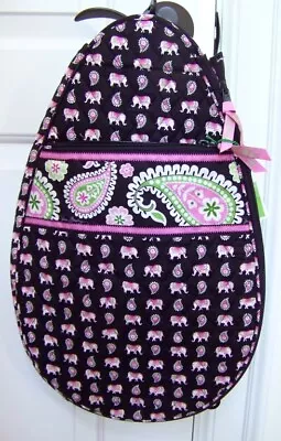 Vera Bradley Tennis Cover Tote Elephant Racquetball Carrier Racquet Racket NEW • $52.79