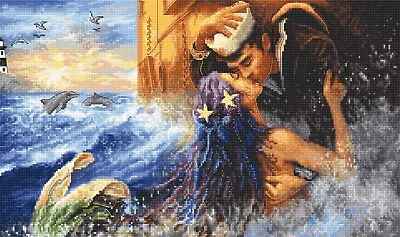 DIY Needlepoint Counted Cross Stitch  Mermaid Kiss  Embroidery Kit Letistitch • $67