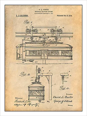 1914 Monorail Traction System Patent Print Art Drawing Poster • $16.19