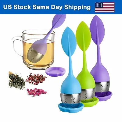$8.77 • Buy Silicone Tea Infuser Loose Leaf Stainless Steel Herbal Spice Filter Diffuser