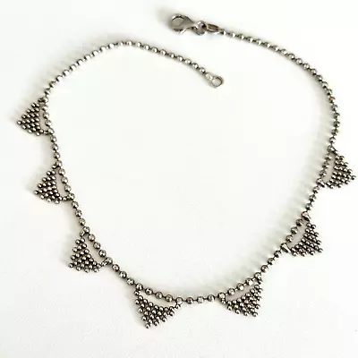 Vintage 925 Italian Sterling Silver Bead Ball Chain Link Ladies Anklet 10  • $36.99