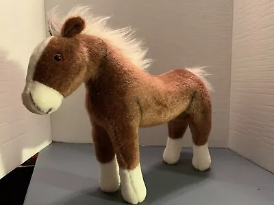 POTTERY BARN KIDS Gotz Doll Horse Pony Plush Stuffed Animal Brown White 15  #A55 • $13.95