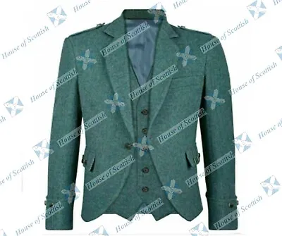 £95.99 • Buy Argyle Kilt Jacket With Waistcoat Tweed Wedding Jacket | Braemar / Crail Jacket