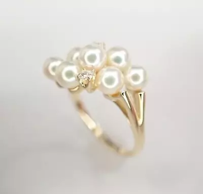 Beautiful Mikimoto K18 Pearl Baby Pearl Approx. 3.2-3.5mm PEARL RING SIZE 7 • £481.30